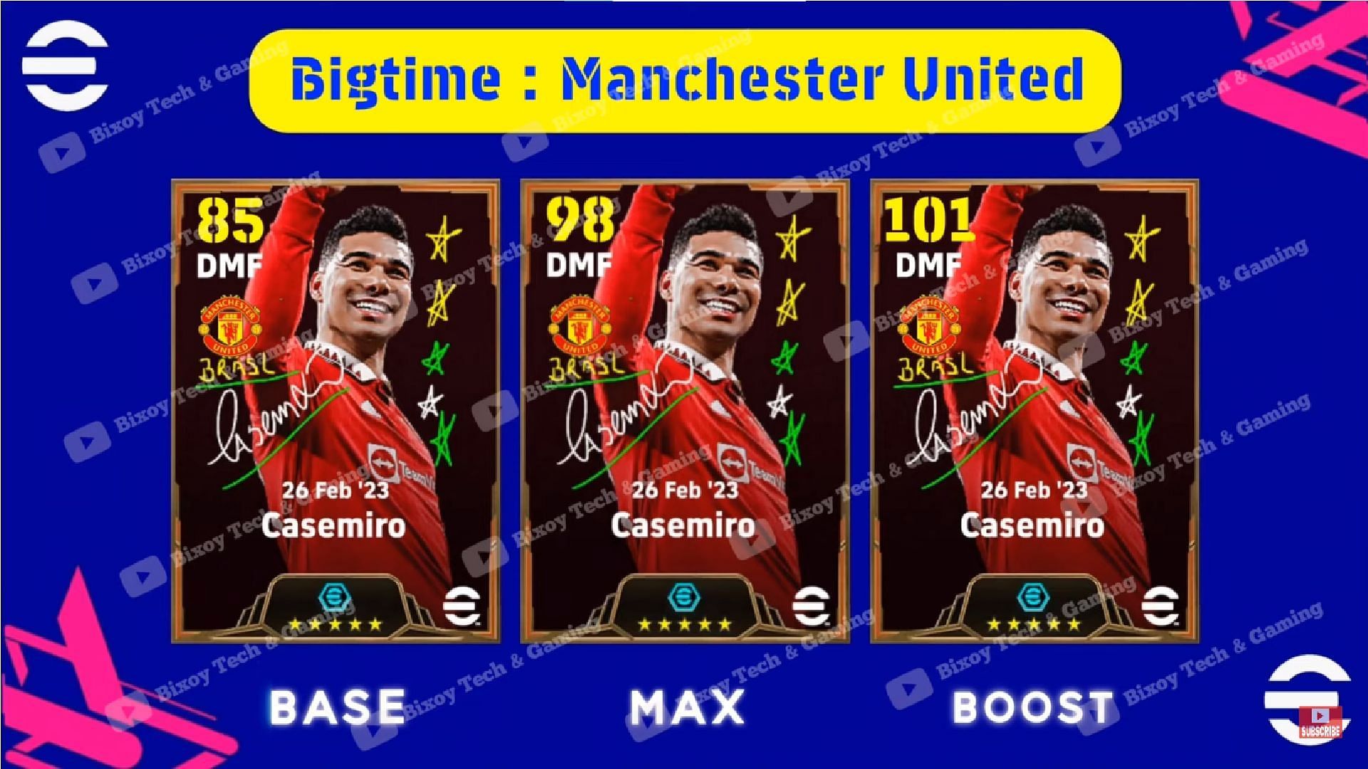 Leak suggests the Big Time Casemiro card in the rumored Manchester United pack (Image via Bixoy Tech &amp; Gaming)