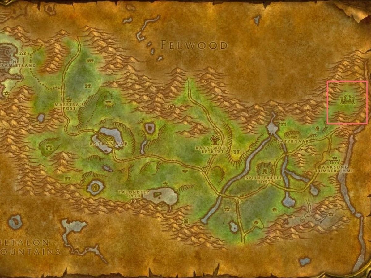 The location of this WoW Classic SoD Phase 3 Rune for Warlocks. (Image via Blizzard Entertainment)