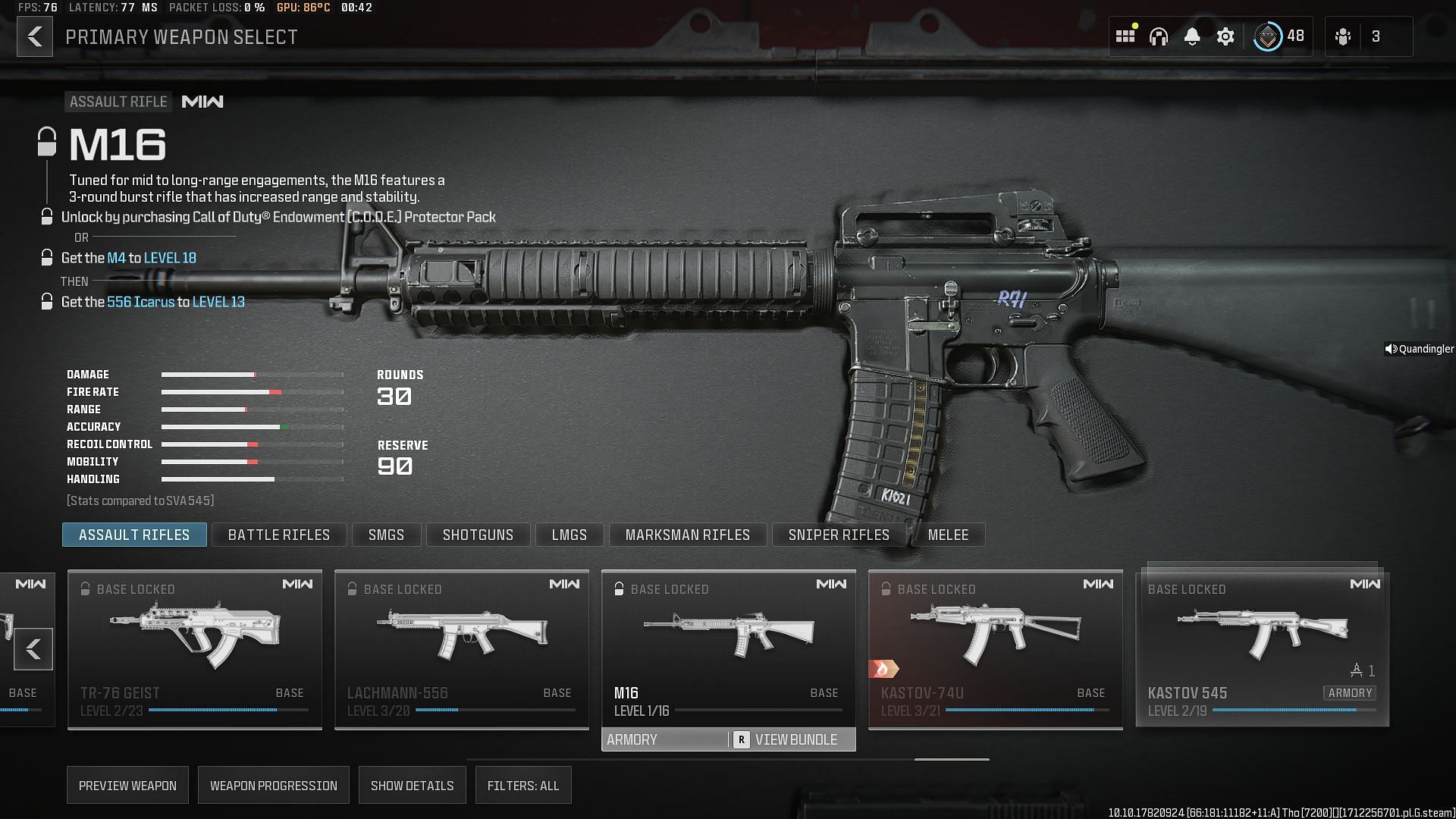 M16 loadout (Image via Activision)