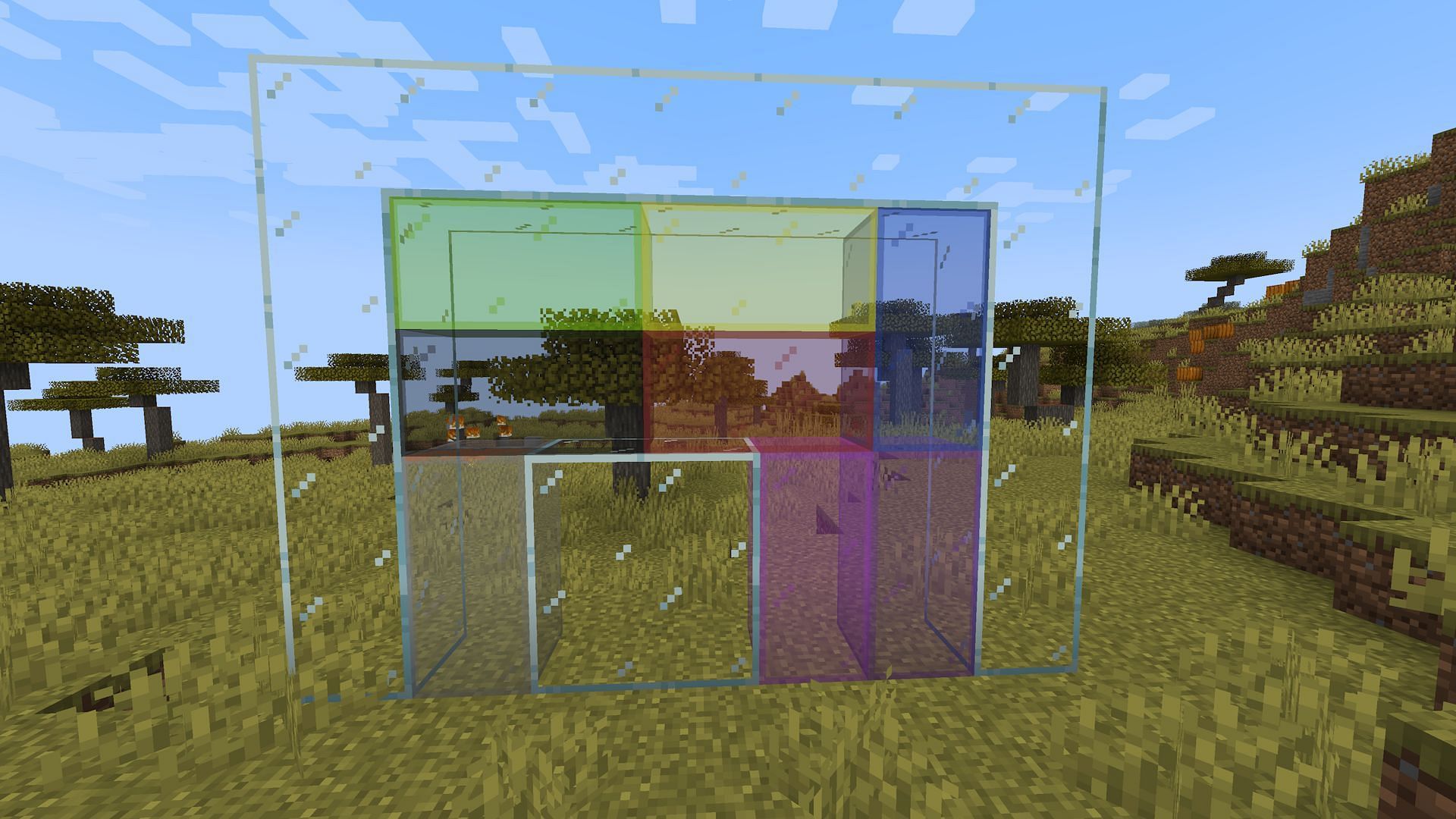 The textures should connect automatically as similar glass is placed (Image via Mojang)