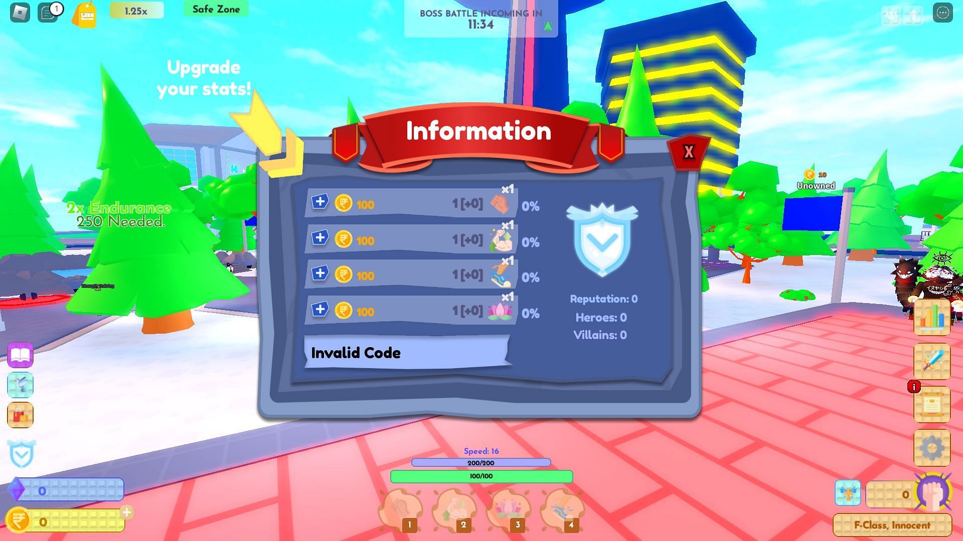 Troubleshooting codes for Hero Simulator (Image via Roblox)