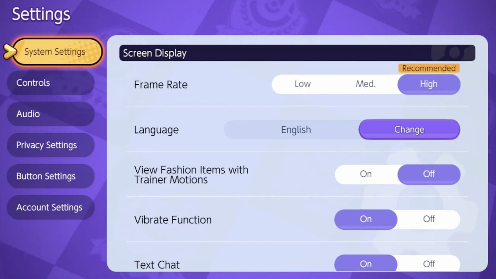 Frame Rate Setting (Image via The Pokemon Company)