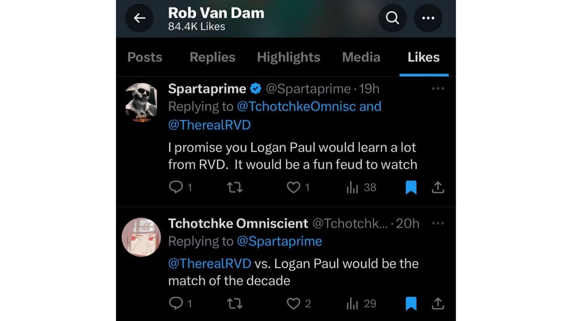 Rob Van Dam liked fan tweets about a feud with Logan Paul