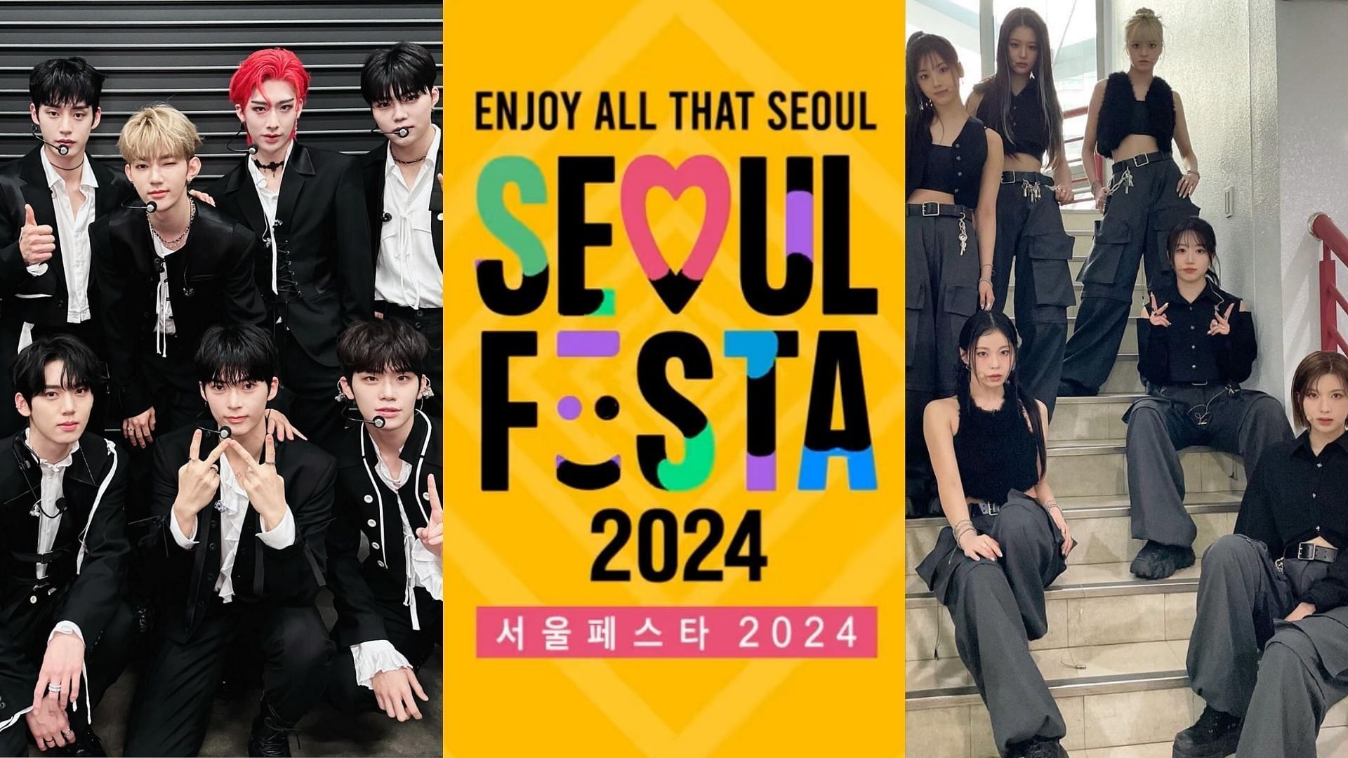 ZEROBASEONE, Seoul Festa, and NMIXX (Image via Instagram/@zb1_official, @nmixx_official, @seoulfesta_official)