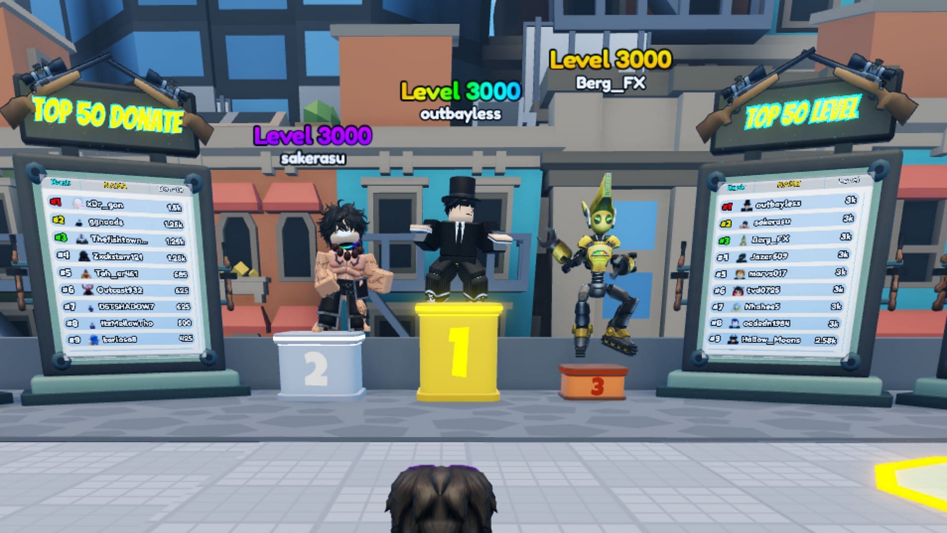 Leaderboards in Gun Warriors (Image via Roblox)