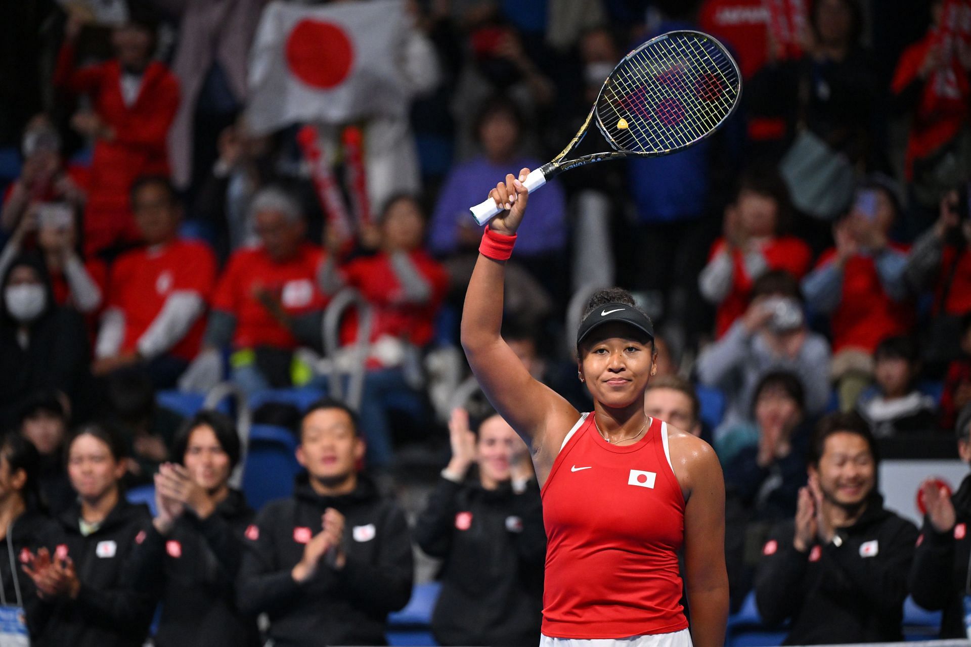 Naomi Osaka during Japan&#039;s BJK Cup qualifier against Kazakhstan