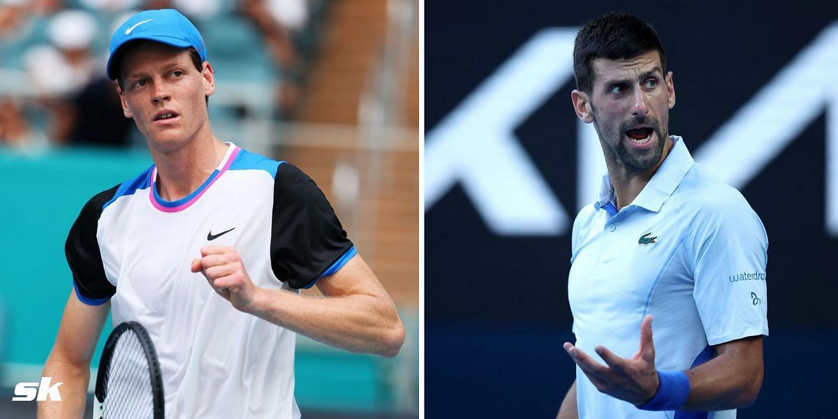 Jannik Sinner (L) and Novak Djokovic (R)