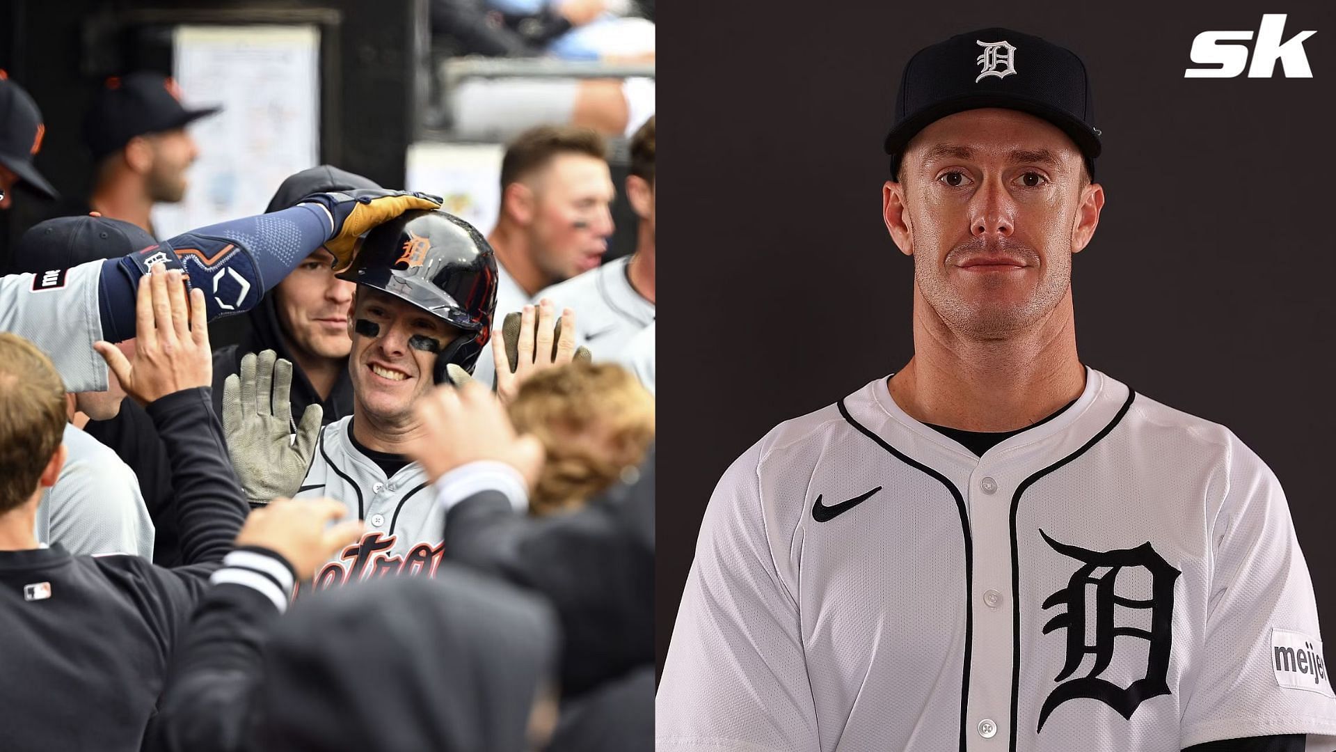 Tigers outfielder Mark Canha stares down Oakland Athletics dugout after launching solo home run