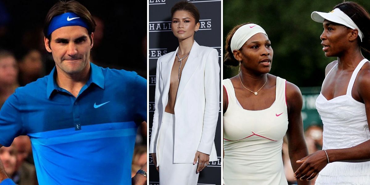 Roger Federer (L), Zendaya (C); Serena Williams with Venus Williams