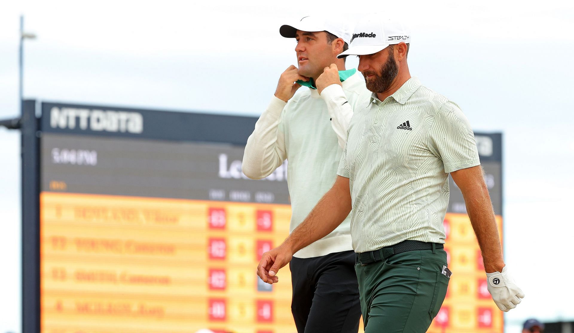 Scottie Scheffler of the United States and Dustin Johnson of the United States during Day Three of The 150th Open at St Andrews Old Course in 2022 (Photo by Kevin C. Cox/Getty Images)