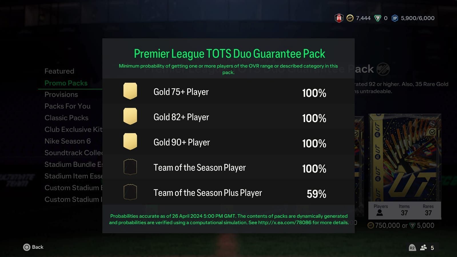 The pack has some amazing odds (Image via EA Sports)