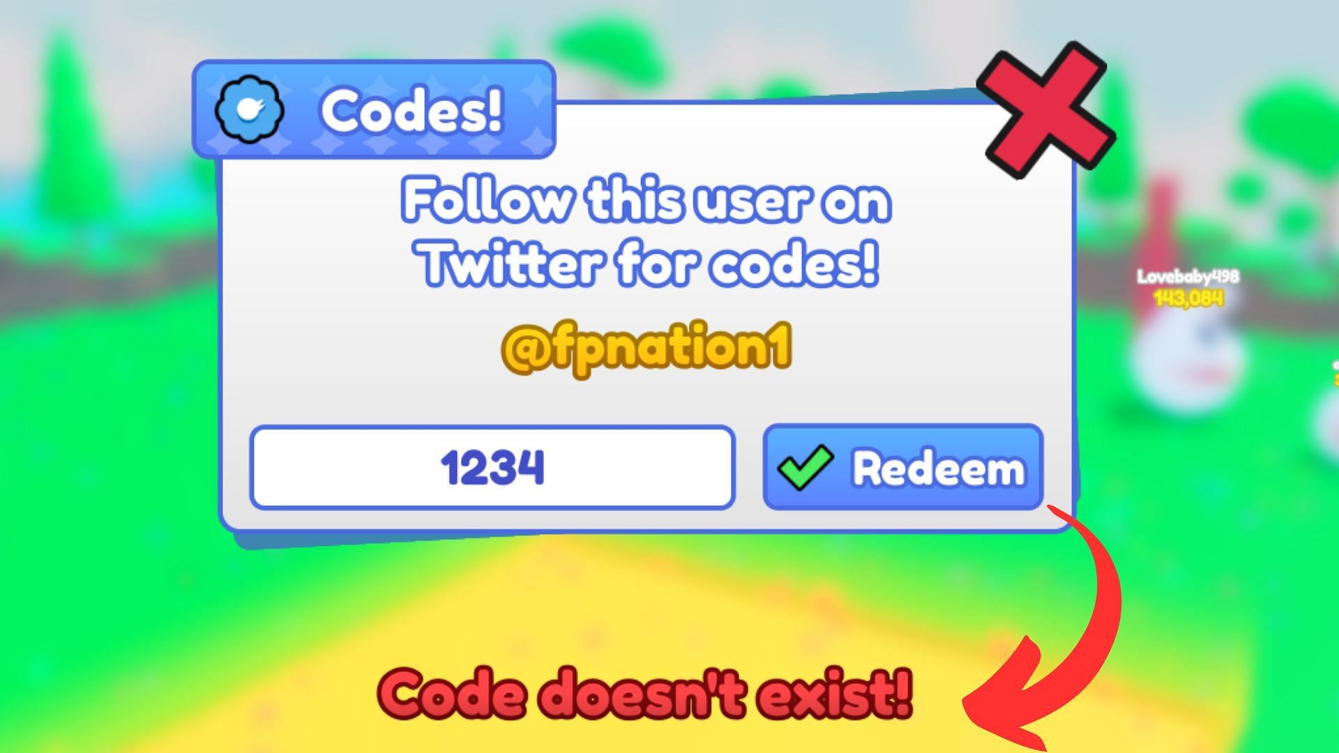 Ball Eating Simulator invalid code issue (Image via Roblox)