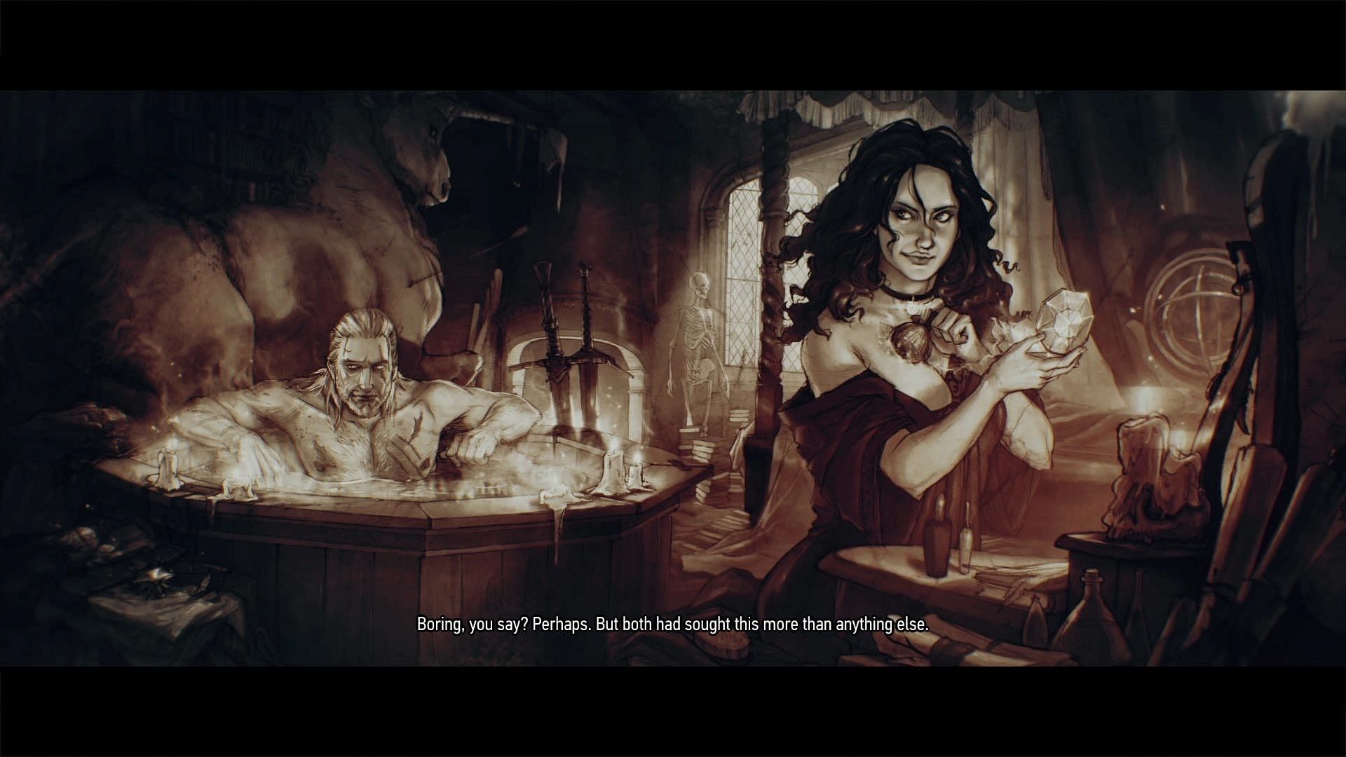 Fun fact: Geralt and Yennefer&#039;s love story was made into a poem called The Wolven Storm by Dandelion which you can hear Priscilla sing during the Novigrad arc of the game (Image via CDPR)