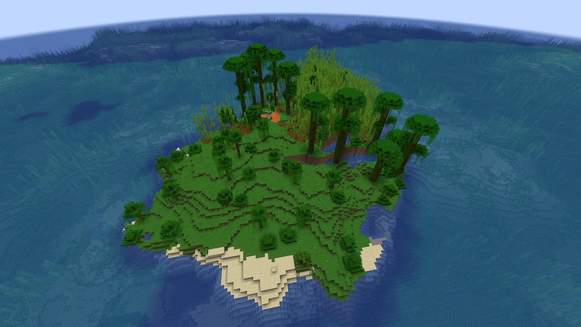 The small jungle spawn island (Image via Mojang)