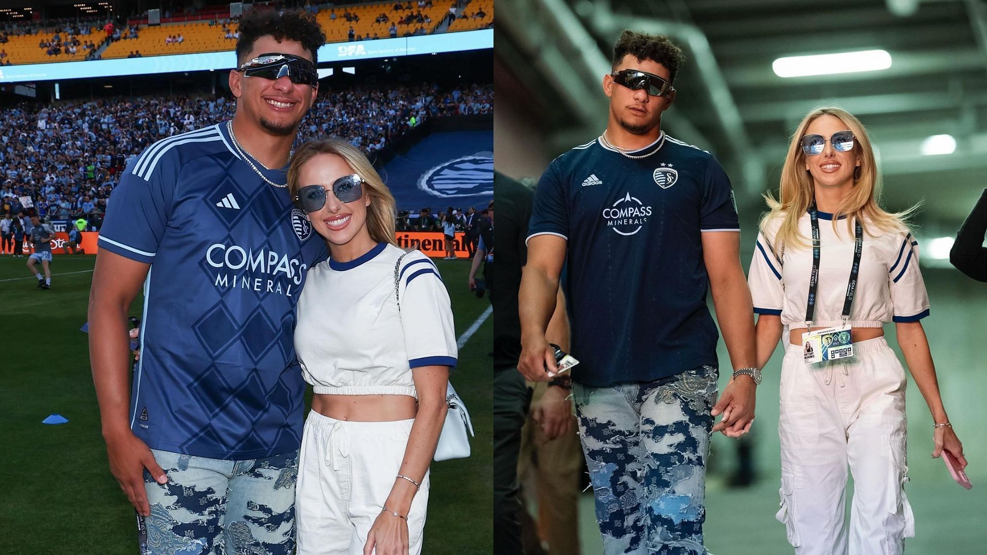 Brittany Mahomes donning blond hair again at a Sporting game