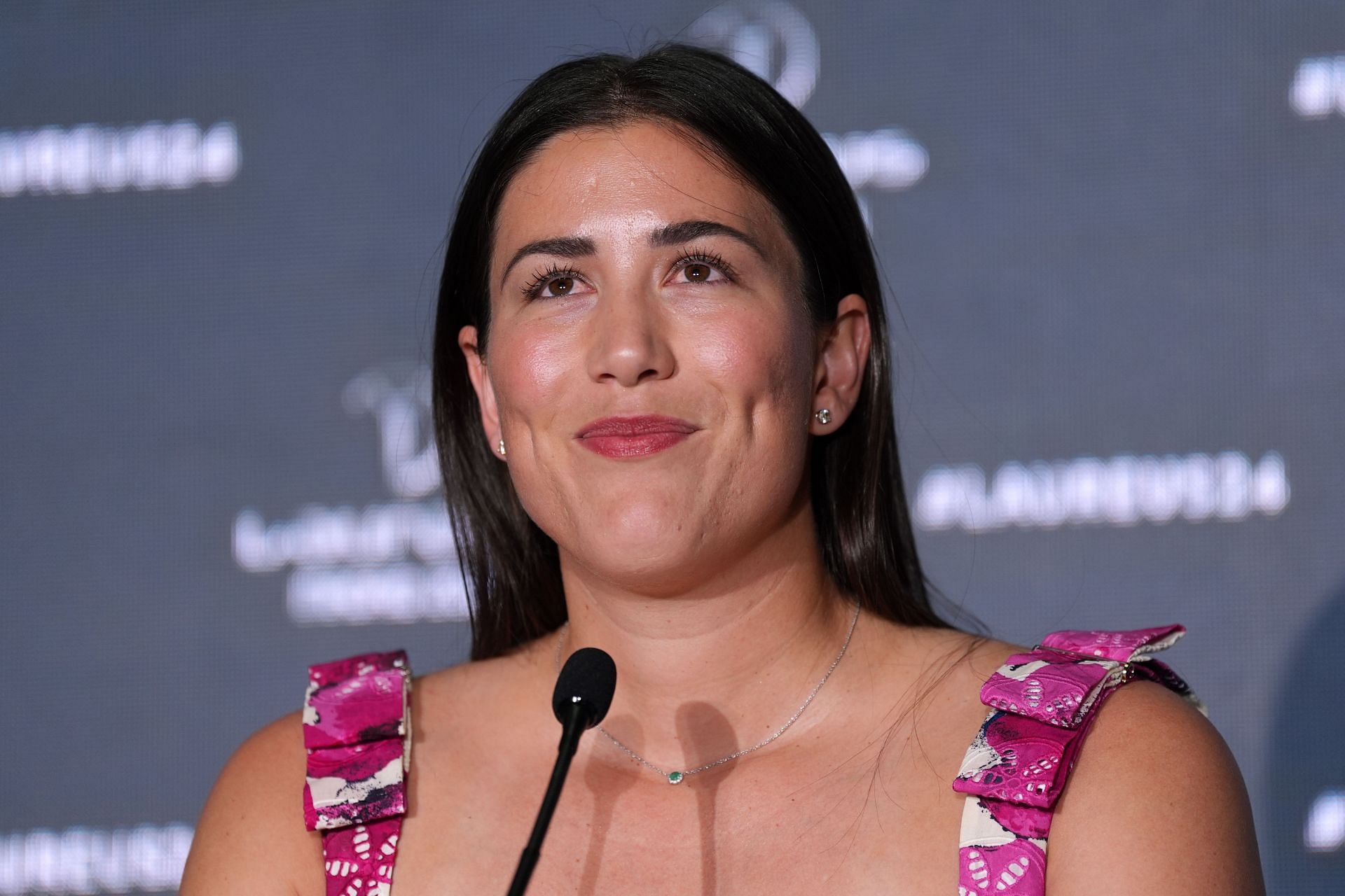 Garbine Muguruza at a press conference ahead of the Laureus World Sports Awards Madrid 2024