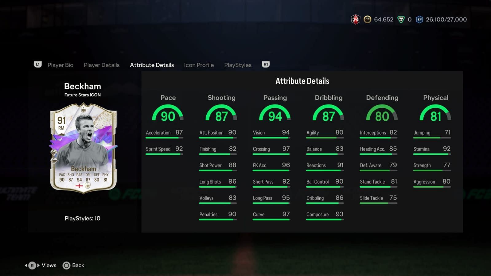 Beckham has some amazing stats (Image via EA Sports)