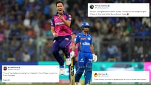 "Three of my ducks are missing from the poultry farm" - Fans react to MI's collapse to 20/4 vs RR in IPL 2024