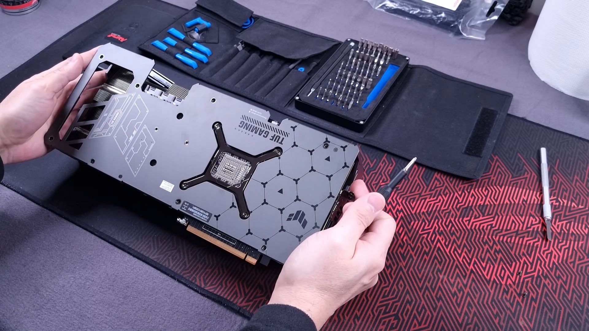 ASUS TUF RX 7900XTX backplate (Image via Technology Hive/YouTube)