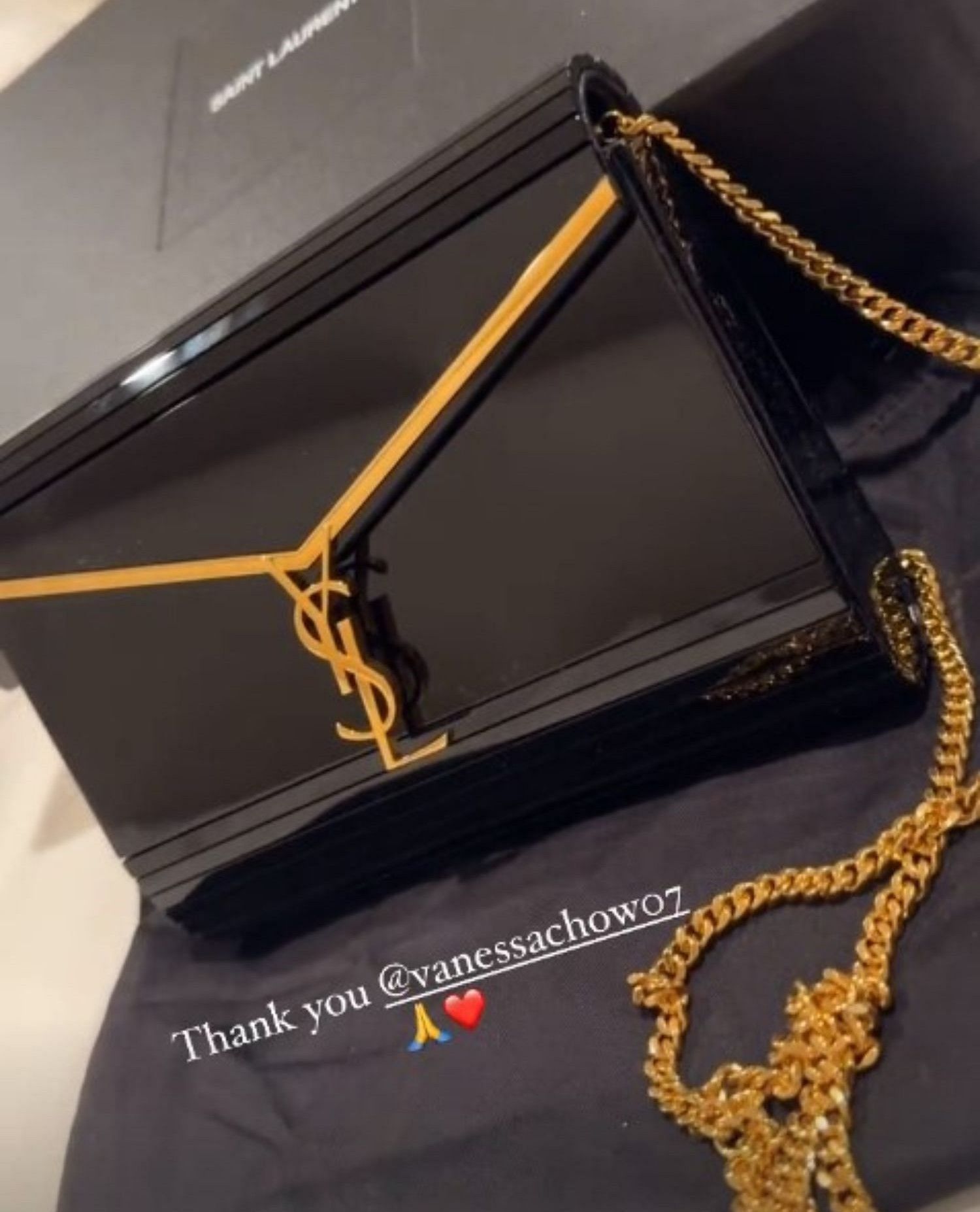 The YSL shoulder bag that Mandana Bolourchi received from Vanessa Chow for her birthday.