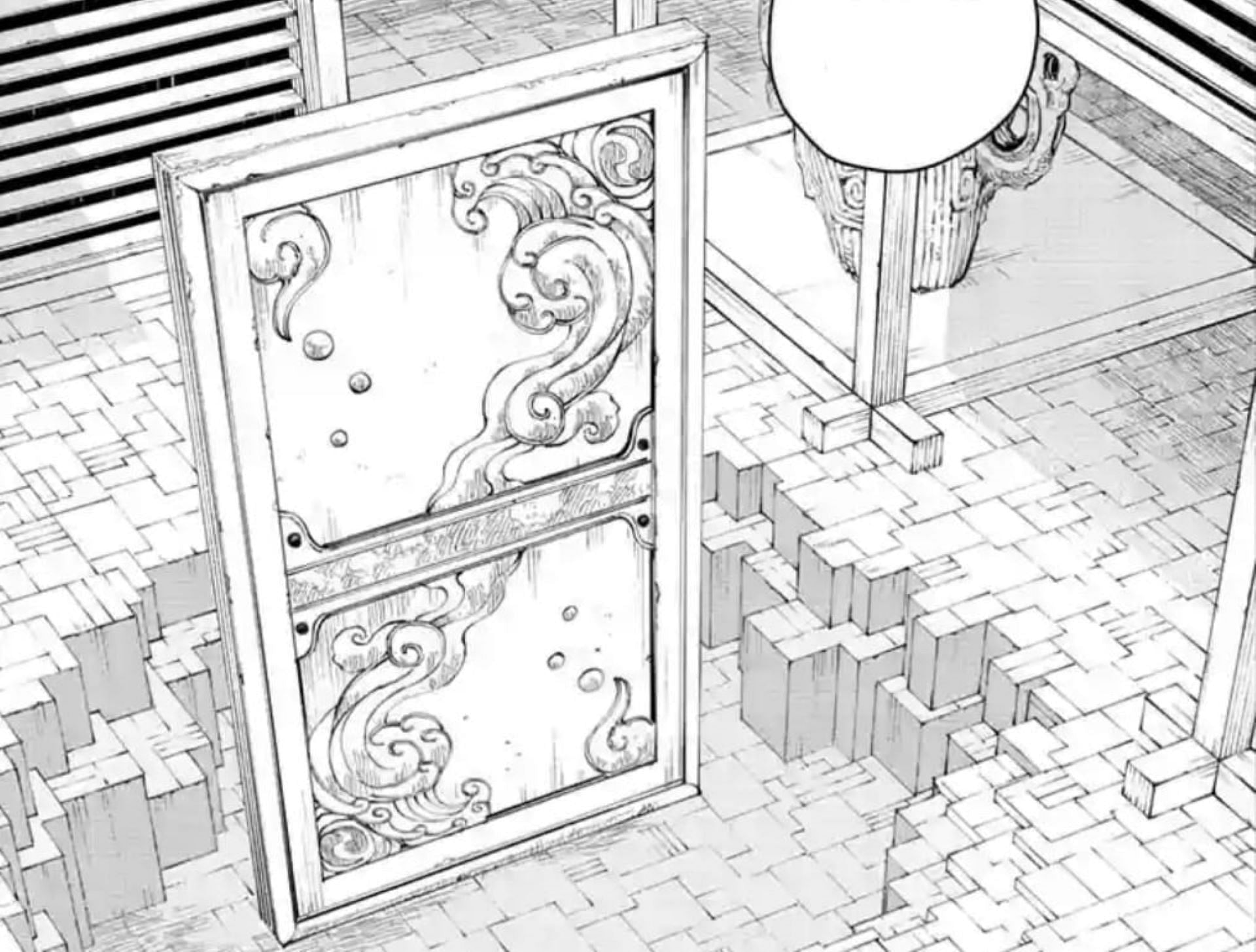 The mysterious door at the vault, as seen in chapter 28 (Image via Takeru Hokazono/Shueisha)