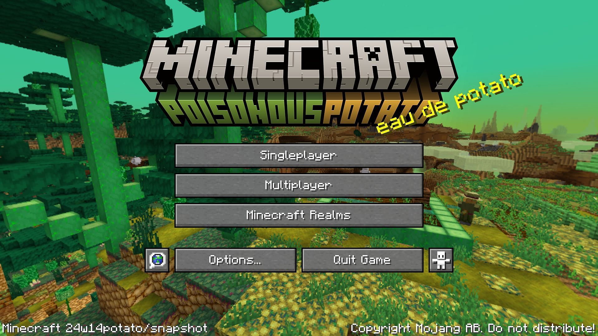 Minecraft 2024 April Fools&#039; snapshot&#039;s splash screen (Image via Mojang)