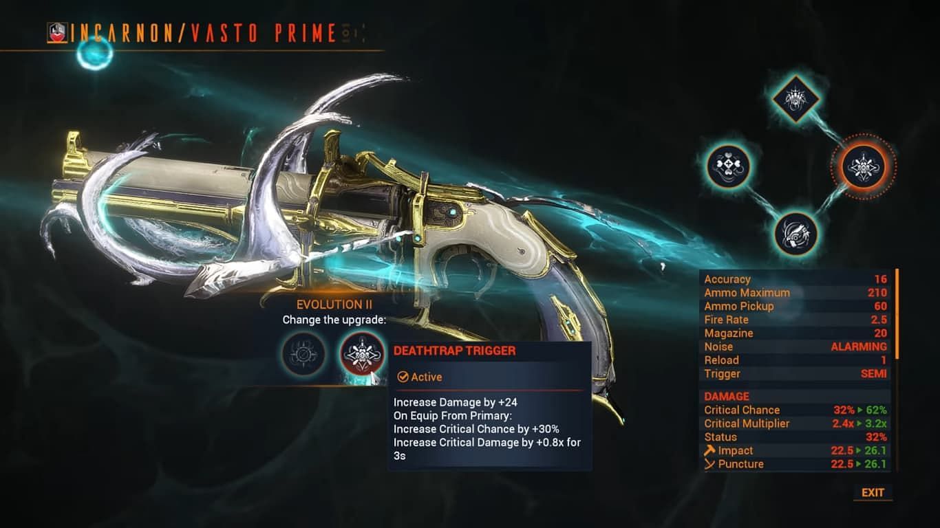 Incarnon Vasto has sleek looks to match a powerful set of Evolution talents (Image via Digital Extremes)