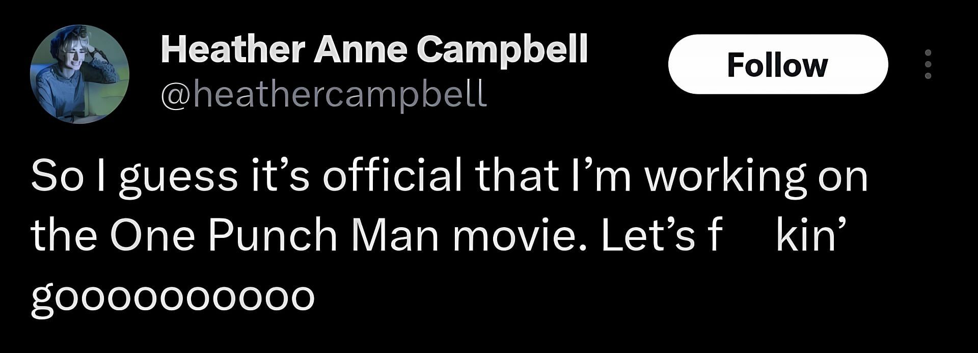 Heather Anne Campbell on her official X about the live-action (Image via X)