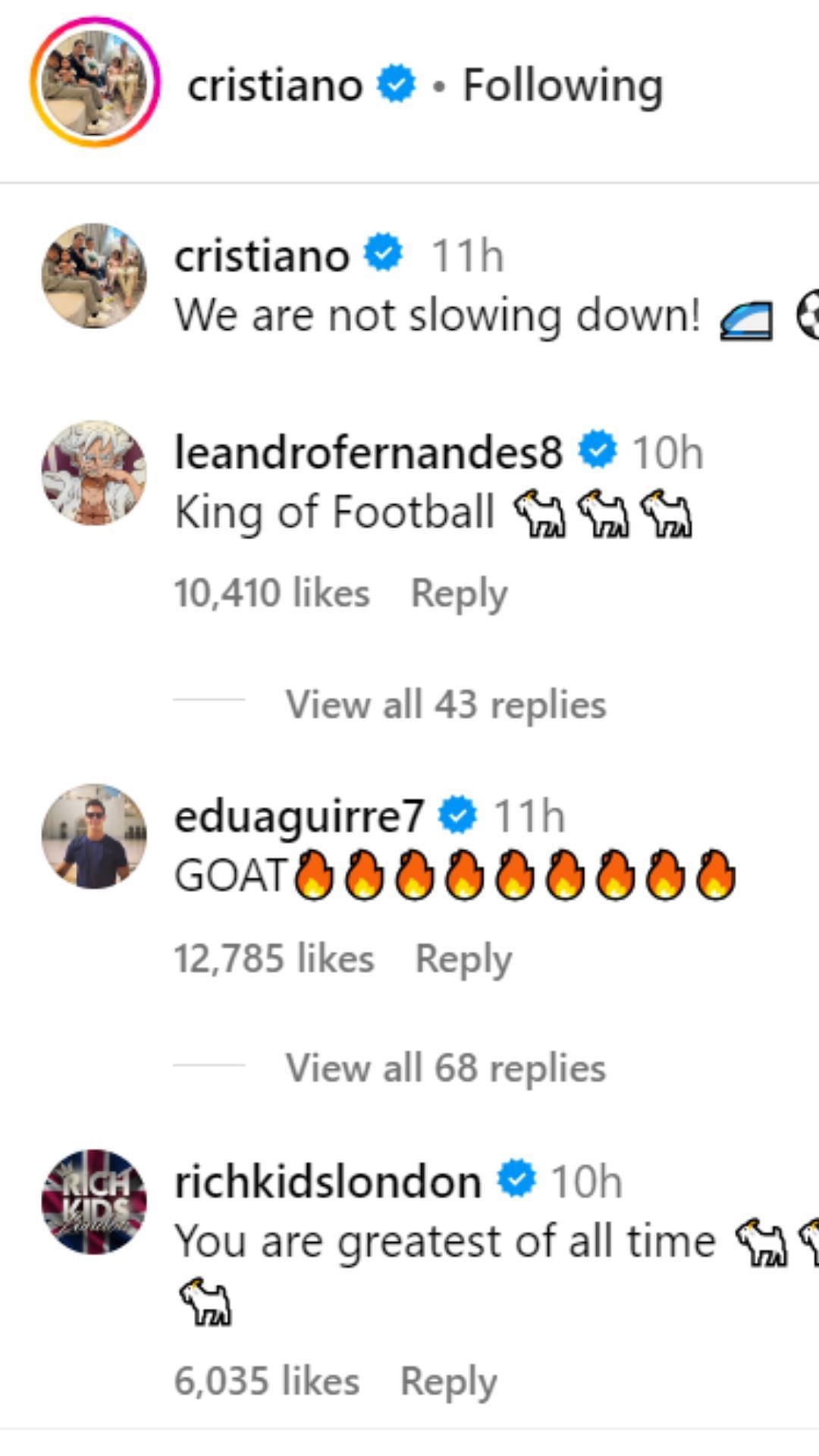 Leandro Fernandes&#039; comment under Ronaldo&#039;s post