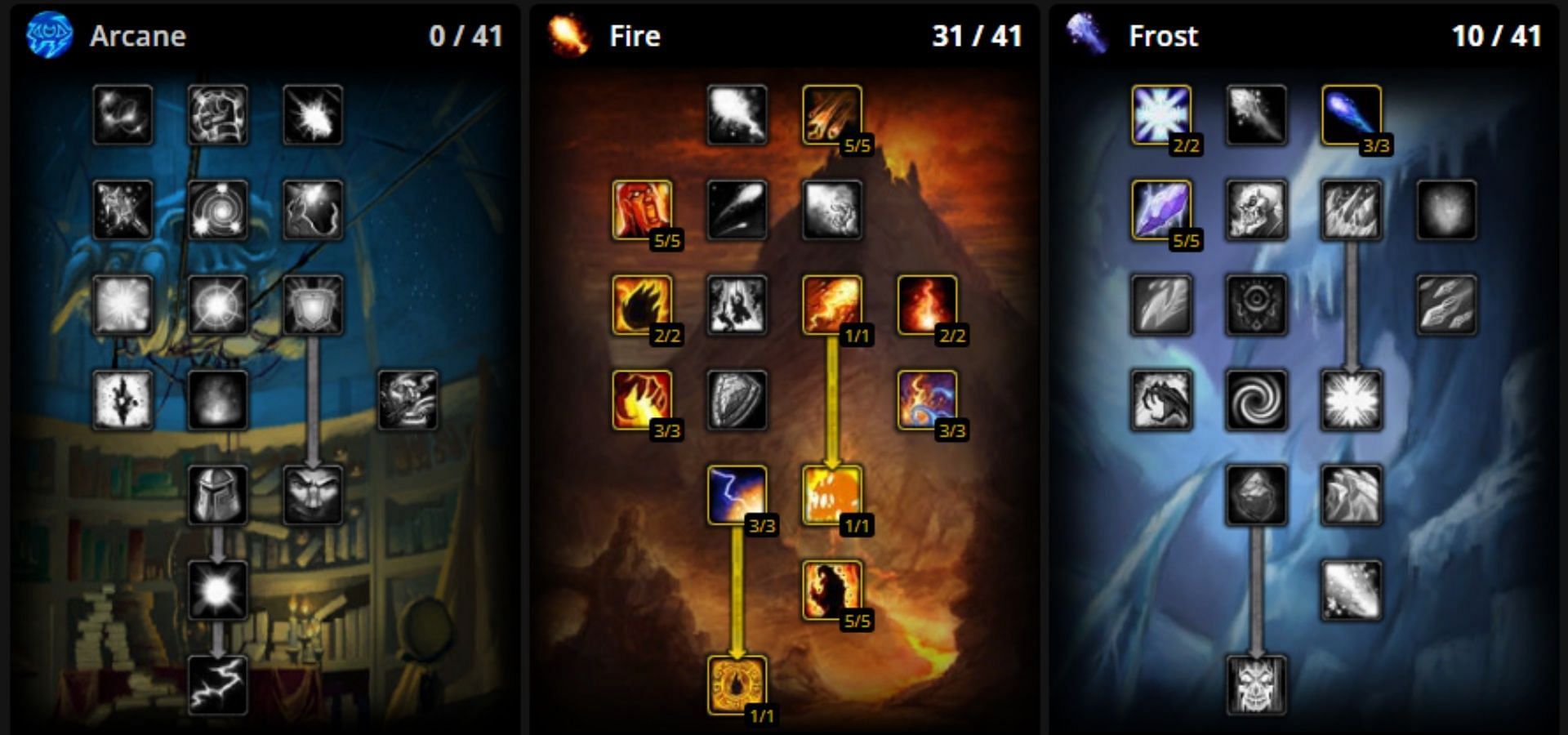 Fire Mage talents for Phase 3 courtesy of Wowhead&#039;s talent calculator (Image via Wowhead.com)