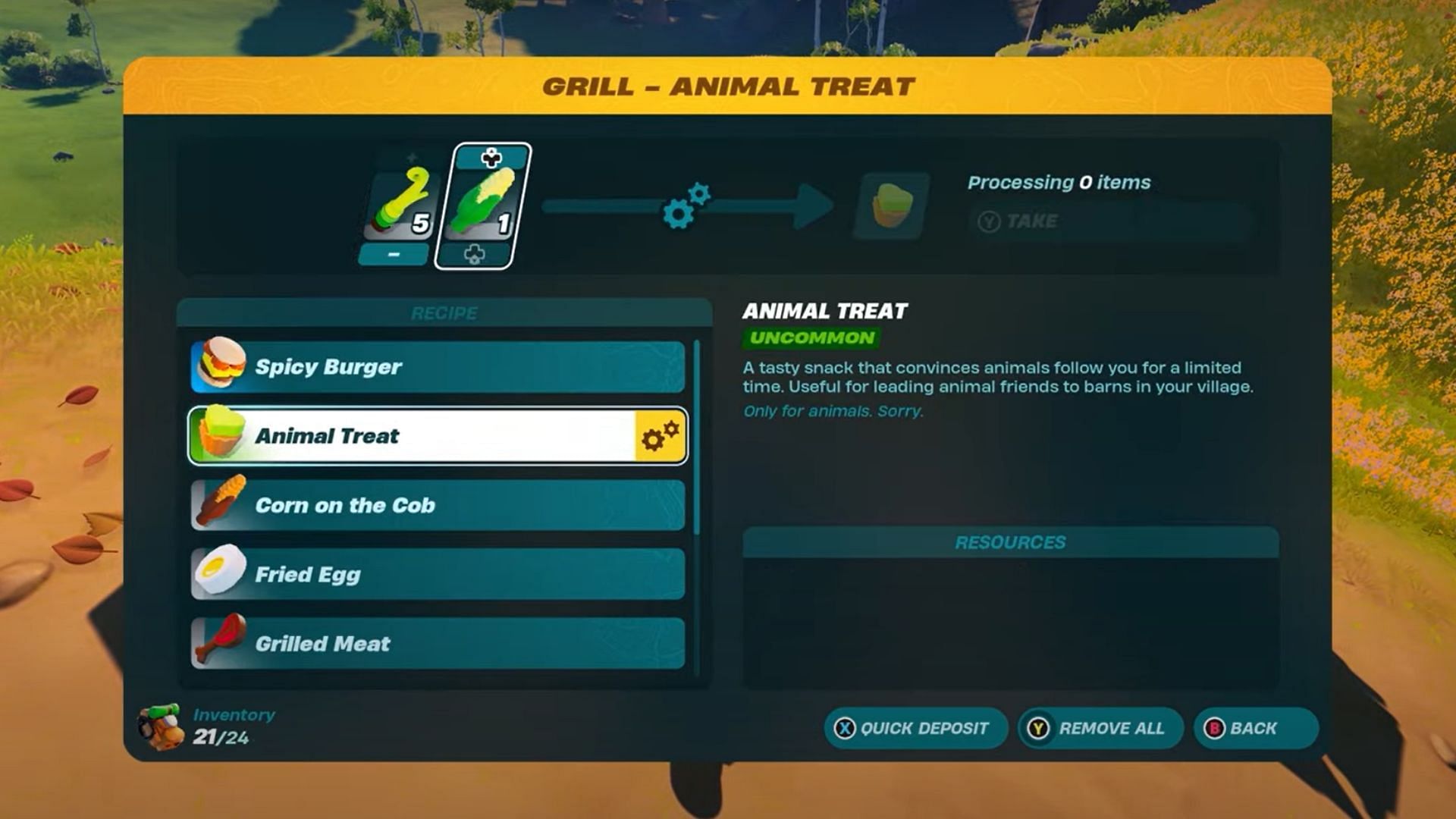 Making an Animal Treat on the Grill (Image via Perfect Score on YouTube and Epic Games)