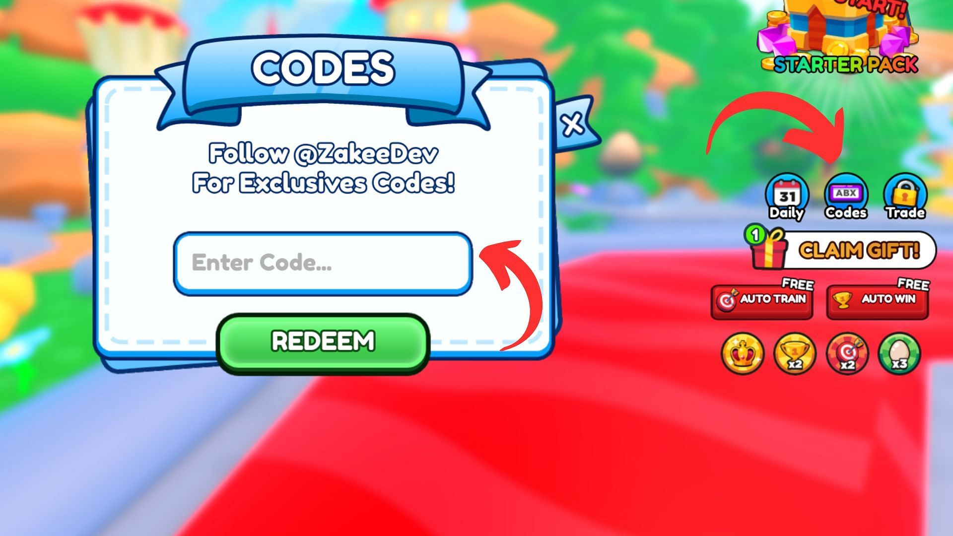 Redeem codes in Bow Simulator (Image via Roblox/Sportskeeda)