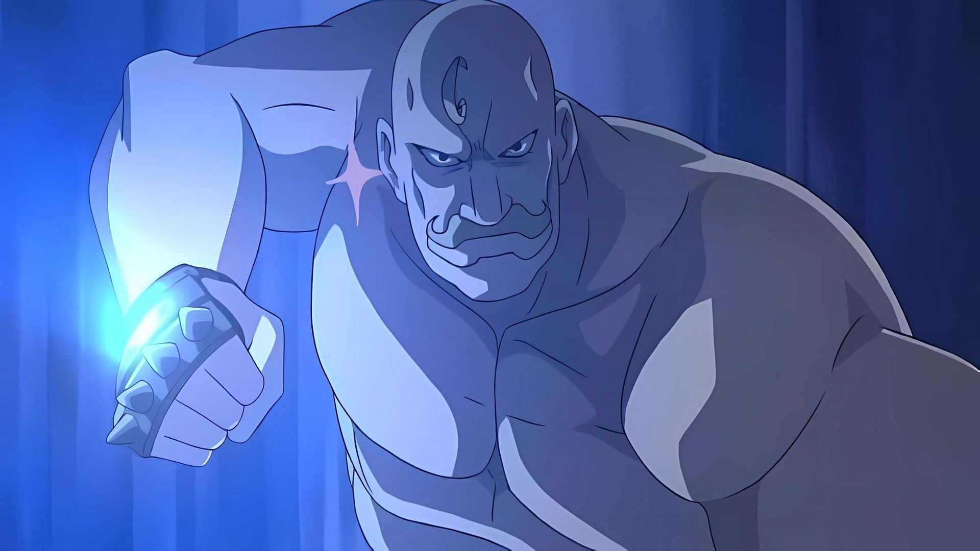 Alex Louis Armstrong as seen in the anime (Image via Bones)