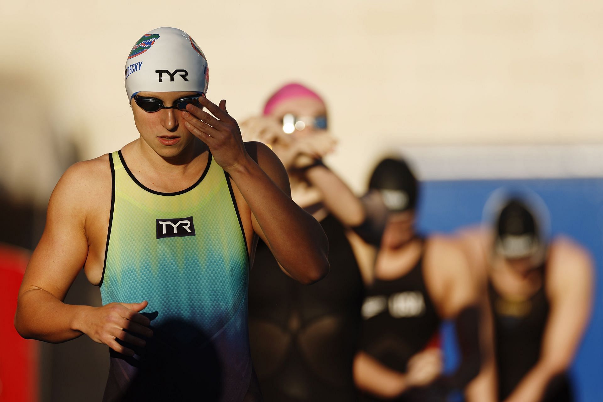 Katie Ledecky prepares to compete in the Women&#039;s 400m Freestyle final at the TYR Pro Swim Series San Antonio in Texas.
