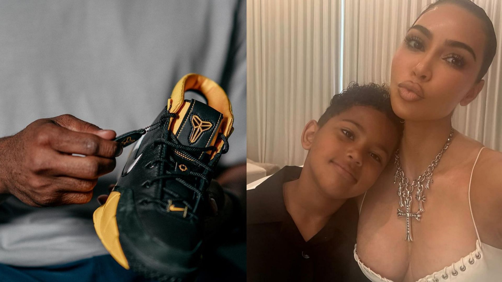 Kobe sneakers, Kim Kardashian and her son Saint West