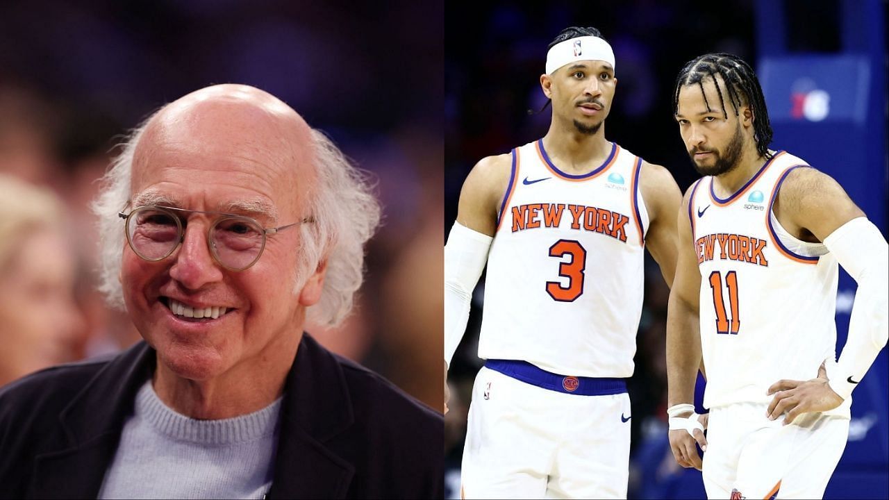 Larry David enjoys his time in the Knicks-Kings game