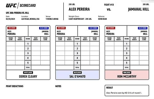 Alex Pereira def. Jamahal Hill via knockout (R1, 3:14)