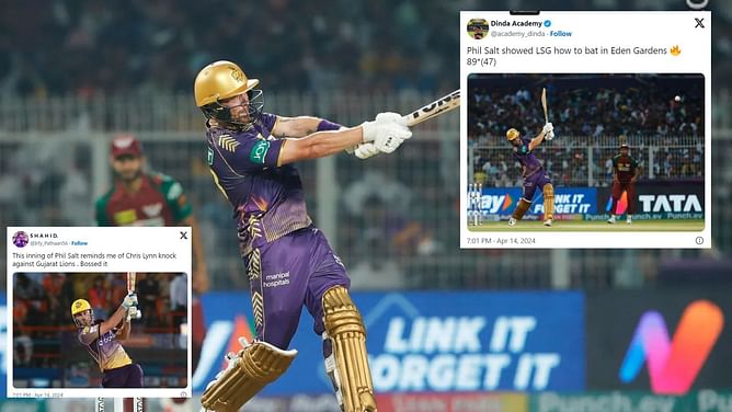 "Phil Salt showed LSG how to bat in Eden Gardens" - Twitter reacts to the opening batter's explosive knock in KKR vs LSG IPL 2024 clash