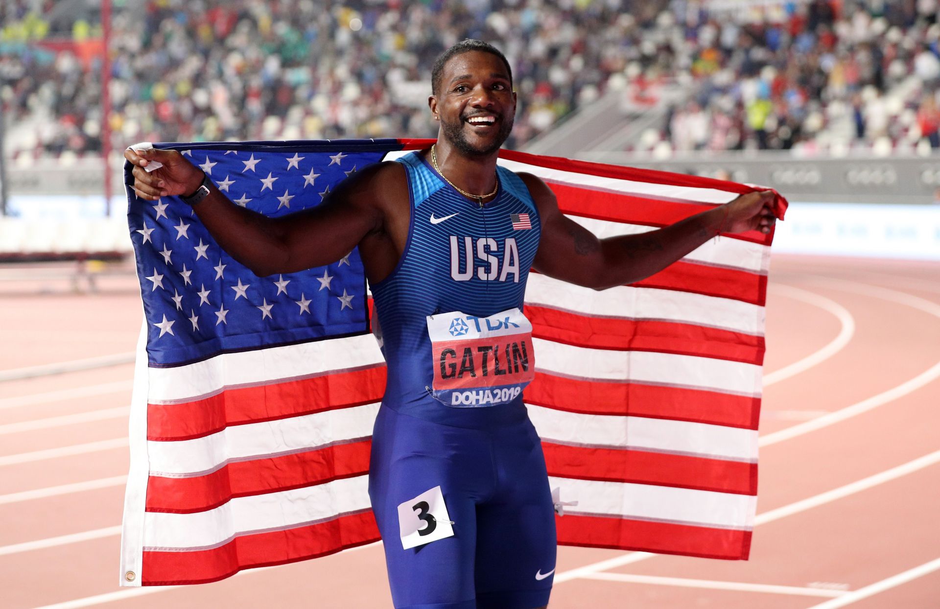 Justin Gatlin at the 2019 IAAF World Championships in Doha