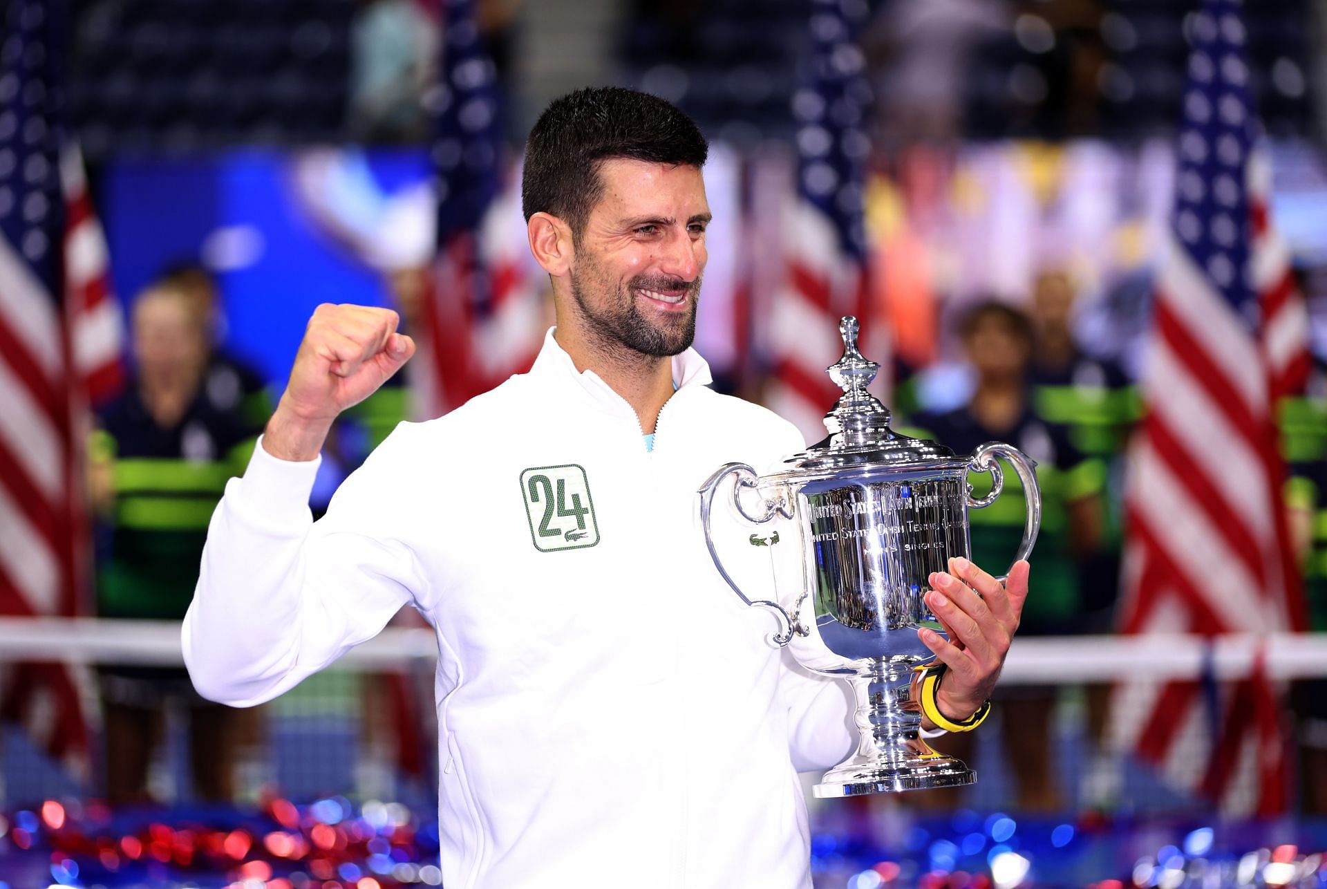 Novak Djokovic after winning his 24th Grand Slam at the 2023 US Open