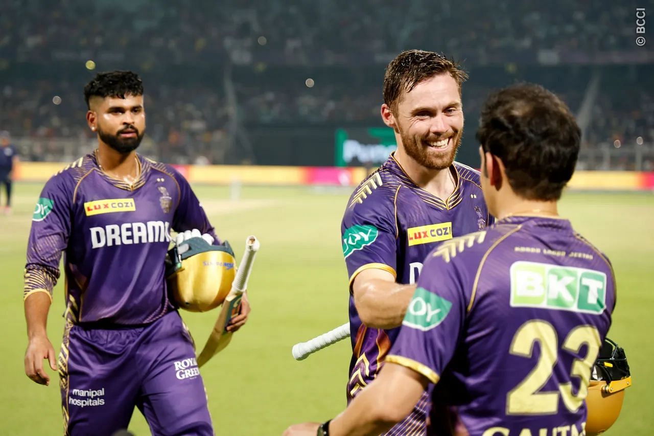 Phil Salt (R) and Shreyas Iyer (L) after taking KKR to one of their biggest home wins.