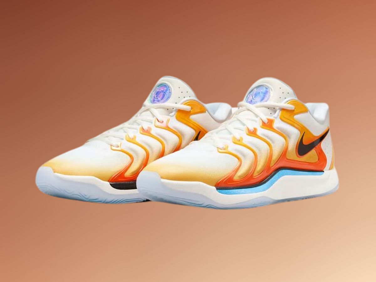 Kevin Durant x Nike KD 17 &ldquo;University Gold/Safety Orange&rdquo; shoes