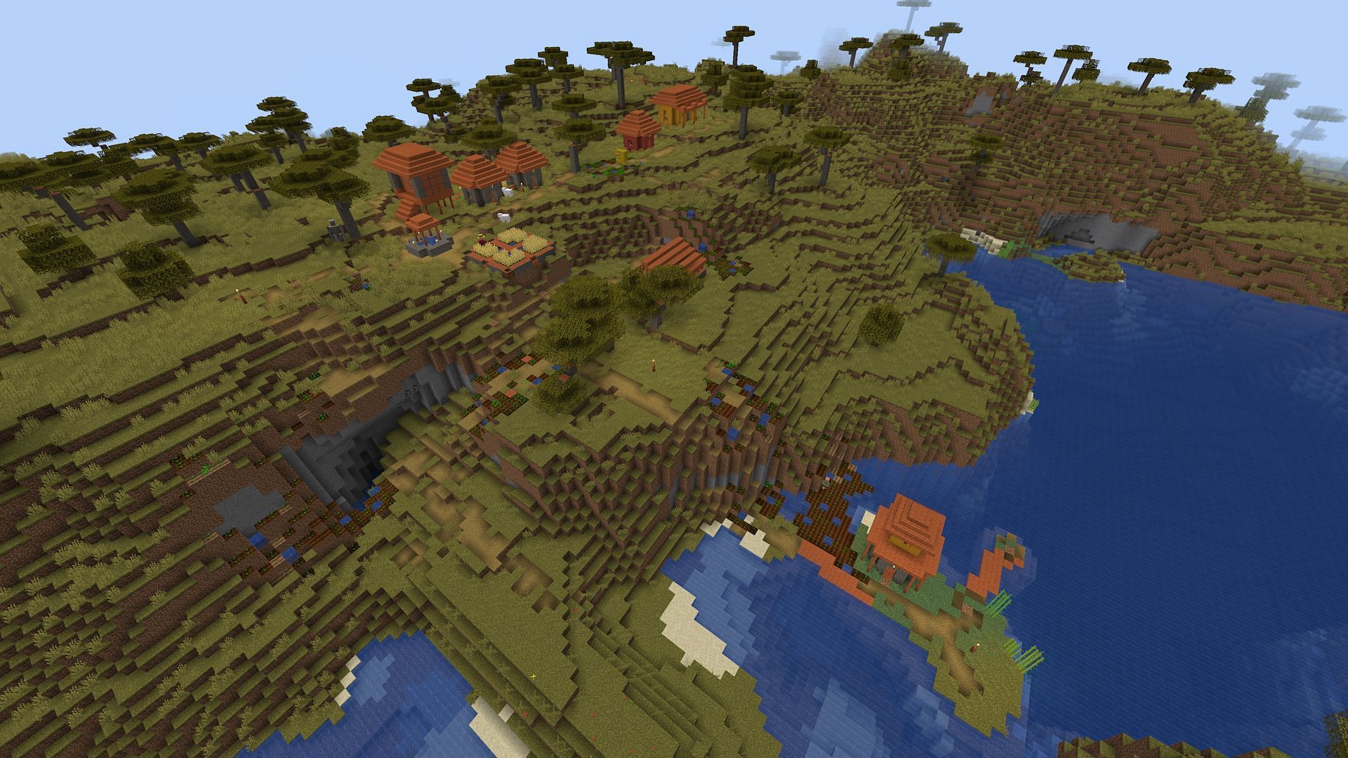 The village closest to spawn (Image via Mojang)