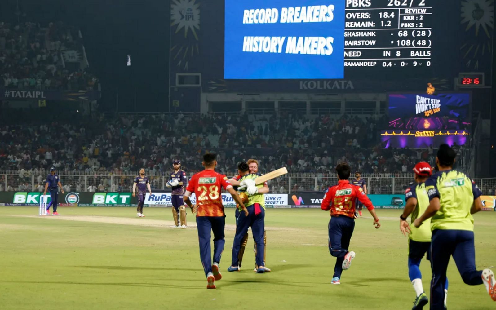 PBKS sealed the highest-ever T20 chase of 262 against KKR on Friday (Image: BCCI/IPL)