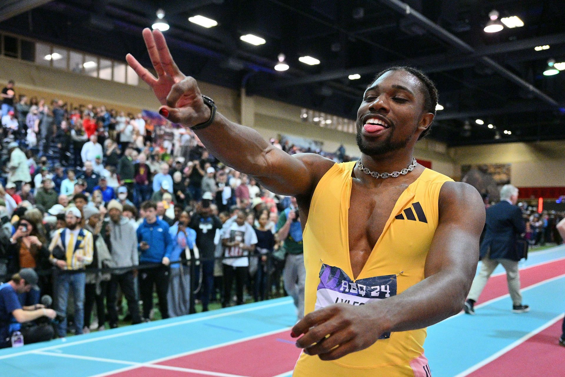 Noah Lyles at the 2024 USATF Indoor Championships