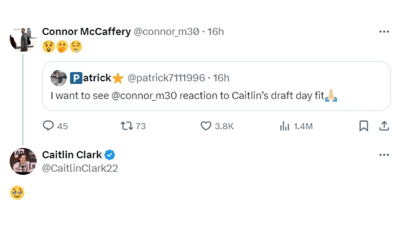 Connor McCaffery&#039;s reaction to Caitlin Clark&#039;s outfit at the 2024 WNBA Draft