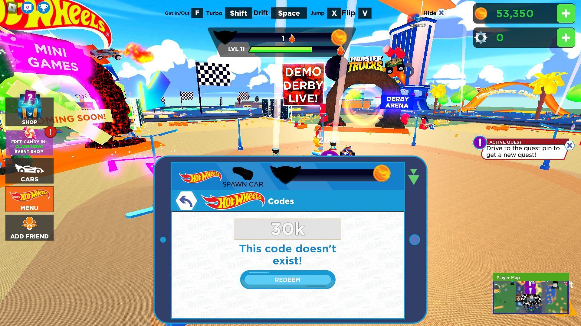 Troubleshooting codes for Hot Wheels Open World (Image via Roblox)