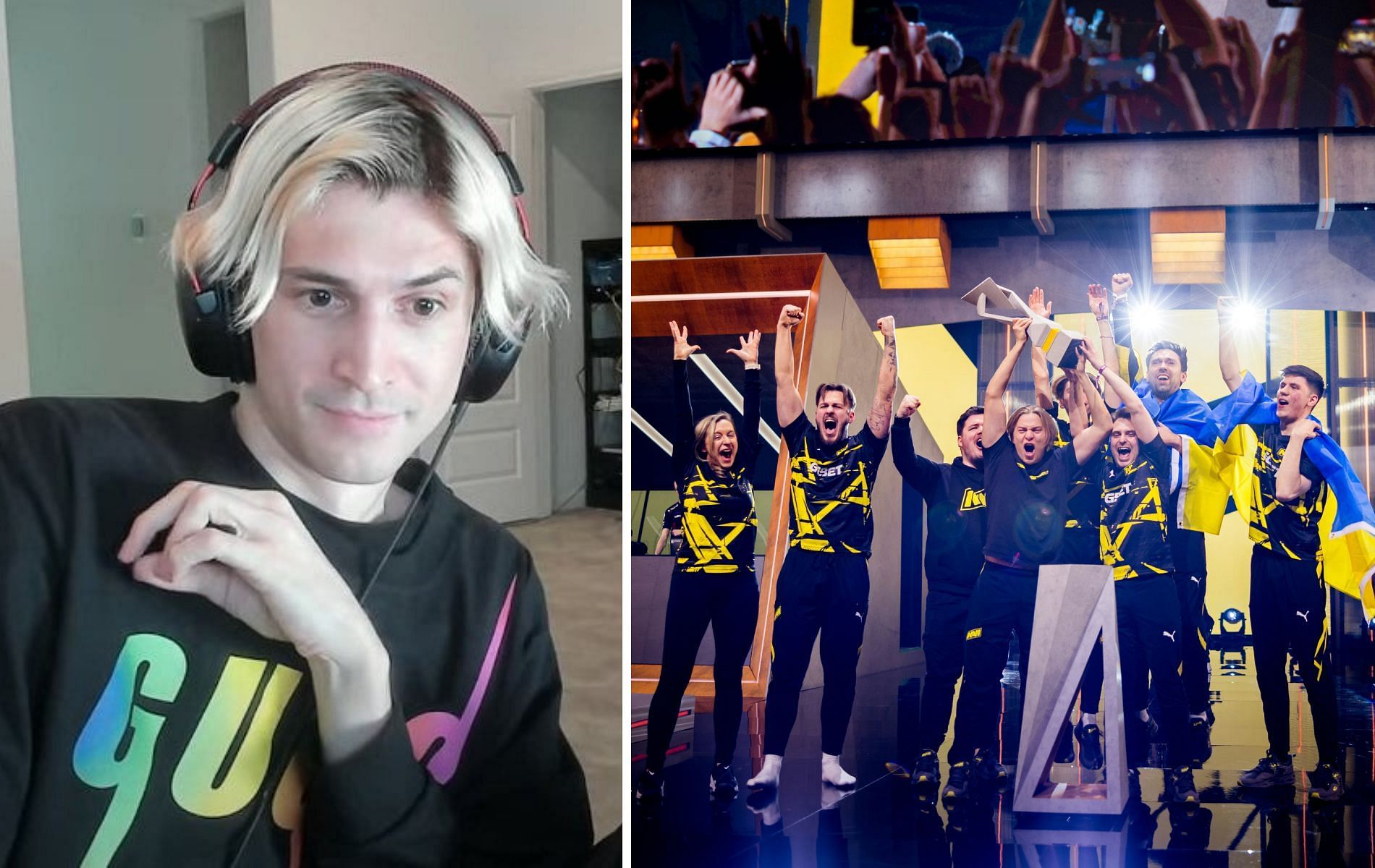 xQc wins $800K betting on CS2 Major winner (Image via xQc/Twitch, HLTV)