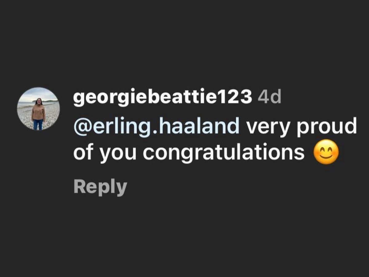 One of Erling Haaland fans commented (Image via Instagram/@erlinghaaland)