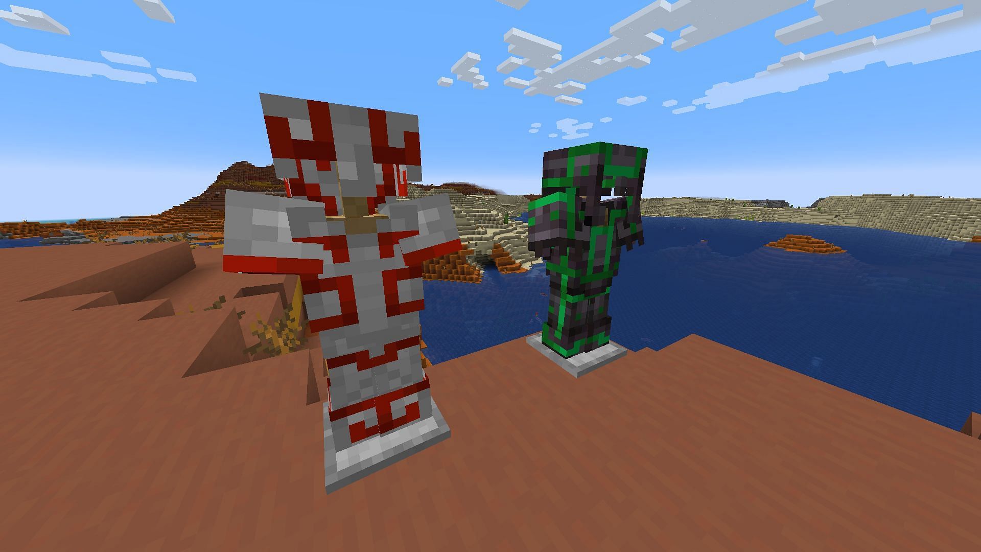 The flow and bolt armor trims have made their way to Minecraft in the 1.21 update. (Image via Mojang)